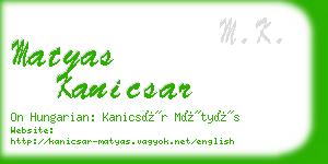 matyas kanicsar business card